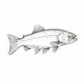 Detailed River Salmon Sketch: Chrome-plated Character Illustration