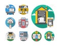 Detailed round flat color smart house icons Royalty Free Stock Photo