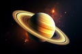 Detailed Saturn illustration with luminous rings