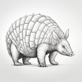 Detailed Science Fiction Armadillo Drawings On Gray Background