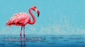 Detailed Science Fiction Illustration Of A Pink Flamingo In 8k Resolution