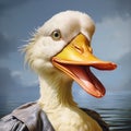 Detailed Science Fiction Portrait Of A Playful Duck Royalty Free Stock Photo