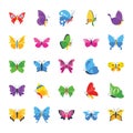 Butterfly Rare Species Flat Icons