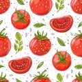 Detailed seamless pattern of realistic fresh tomatoes in close up view for versatile design use Royalty Free Stock Photo