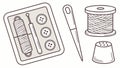 Detailed Sewing Kit with Thread Spool, Needle, and Buttons Vector, vector design Generative AI Royalty Free Stock Photo