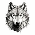 Detailed Shaded Black Wolf Head On White Background Royalty Free Stock Photo