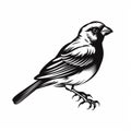 Detailed Shading Black And White Bird Silhouette Illustration