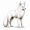 Detailed Shading: A Captivating White Fox In Monochromatic Intensity