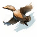 Detailed Shading Duck In Flight Illustration By Travis Charest Royalty Free Stock Photo