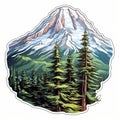 Detailed Shading Forest And Mountain Vinyl Sticker