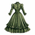 Detailed Shading And Futuristic Victorian: An Old Fashioned Green Dress