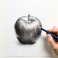 Detailed Shading: Hand Drawing A Black And White Apple