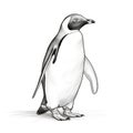 Detailed Shading: Hyper-realistic Adult Penguin Drawing With Elegant Inking Techniques