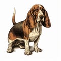 Detailed Shading Illustration Of Basset Hounds Dog Breed Bassinetter Royalty Free Stock Photo