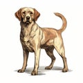 Detailed Shading Illustration Of Yellow Labrador Dog In Light Gray And Bronze