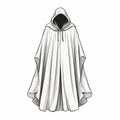 Detailed Shading And Monochromatic Illustration Of A White Cloak