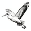 Detailed Shading Pelican Flight Vector Illustration With Free Brushwork