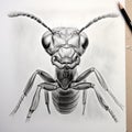 Detailed Shading And Penciling: Portrait Of A Happy Black Ant