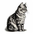 Detailed Shading Tabby Cat Vector Art Illustration