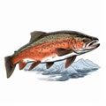 Detailed Shading Vector Illustration Of Norwegian Trout Fly Fishing Outdoors Royalty Free Stock Photo
