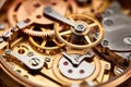 detailed shot of automatic watch gears meshing together