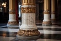 detailed shot of the base of a classical column in an office lobby