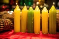 detailed shot of beeswax kwanzaa candles mishumaa Royalty Free Stock Photo