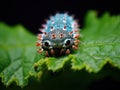 Detailed shot of a caterpillar on a leaf