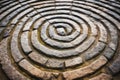 detailed shot of concentric circles carved into stone