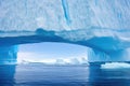 detailed shot of crevices in a towering iceberg