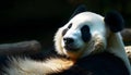 Detailed shot of a giant panda with black and white markings emphasizing its adorable appearance Royalty Free Stock Photo