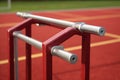 detailed shot of a hurdles adjustable height mechanism