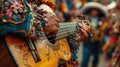 A detailed shot of a pair of hands playing a traditional folk instrument, with the focus on the fingers strumming the