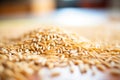 detailed shot of a pile of natural, non-gmo barley grains