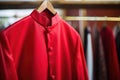 detailed shot of a red priest cassock on a hanger