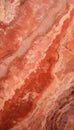 A detailed shot of Red Travertine, displaying warm red tones with natural pits and variations