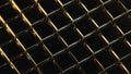 Detailed shot showing the texture and interlocking design of a metallic gold cubes mesh. 3d render Royalty Free Stock Photo
