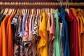 detailed shot of summer clothes on a clearance rack Royalty Free Stock Photo