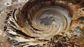 A detailed shot of the swirling patterns of sand and debris at the bottom of a sinkhole evidence of its constant erosion Royalty Free Stock Photo