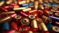 Detailed shot of vibrant shotgun shells
