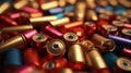 Detailed shot of vibrant shotgun shells Royalty Free Stock Photo