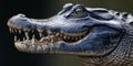 Detailed side profile of an alligator with open mouth and sharp teeth Royalty Free Stock Photo
