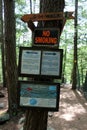 Detailed signs along the woodsy paths, Ausable Chasm, New York, 2018