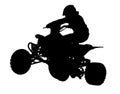 Detailed silhouette of airborne Quad Bike over hump at offroad Rally Royalty Free Stock Photo