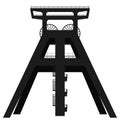 Detailed silhouette of a coal mine headframe isolated on a white background.