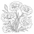 Black And White Carnation Garden: Coloring Pages With Simple And Strong Lines