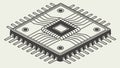 A Detailed Sketch of a Computer CPU Microprocessor Chip, vector design Generative AI Royalty Free Stock Photo
