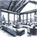 Sketch of Luxury Apartment modern and cozy interior design
