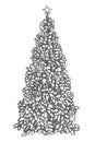 Detailed sketch illustration of Christmas tree