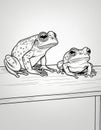 Detailed Sketch of Two Frogs, AI Generated